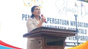 Staf Ahli Bupati Bidang Ekonomi Pembangunan dan Kesejahteraan Rakyat, Aswini Dimpel menerima rombongan anggota PWRI Kabupaten Gorontalo, MInggu (6/7/2025). Terassulawesi/HO-Kominfo Parimo